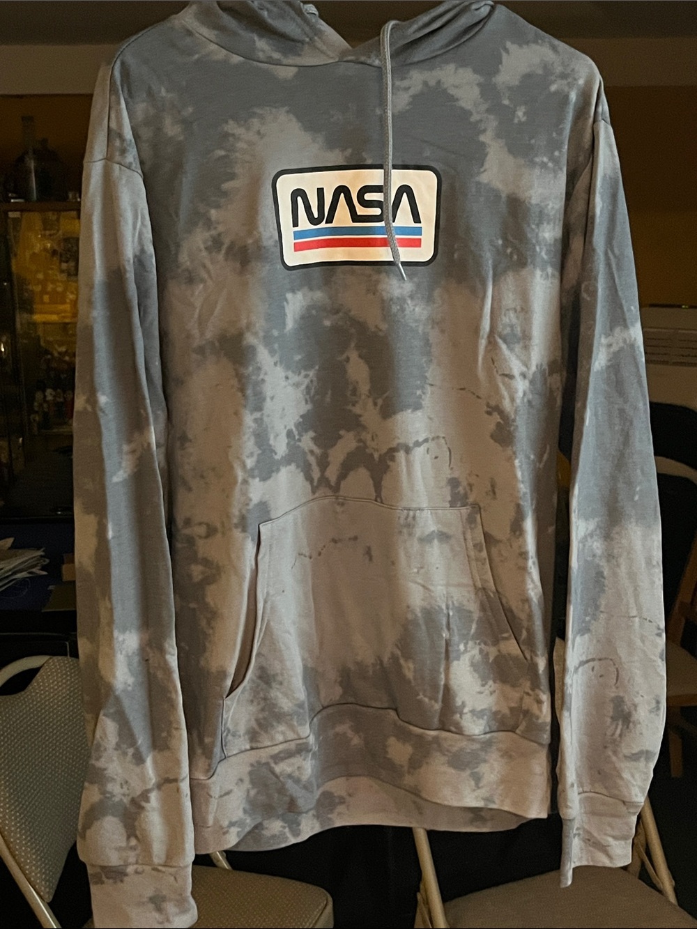 MAD Engine Gray Tie-Dye NASA Pullover Hoodie with Logo